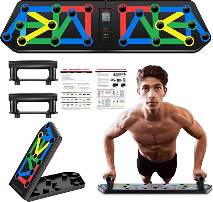 13 in 1 Push Up Board, Foldable Multi-Function Push Up Bars, Portable Push Up Handles for Floor,Professional Push Up Stands Strength Training Exercise Fitness Equipment