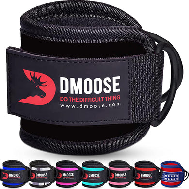 Dmoose Ankle Straps for Cable Machines for Kickbacks, Glute Workouts, Leg Extensions, Curls, and Hip Abductors for Men and Women, Adjustable Ankle Strap with Double D-Rings and Neoprene Support