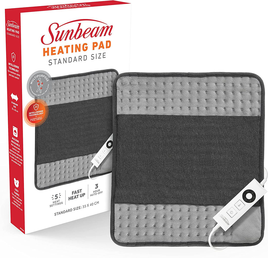 Multipurpose Electric Heating Pad Standard |35X40Cm, 5 Heat Settings to Soothe Muscles, Fast Heat-Up, Consistent Temperature, Soft Washable Fabric, Wellness Product, Grey (HPM5000)