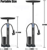 Bike Pump Portable, Ball Pump Inflator Bicycle Floor Pump with High Pressure Buffer Easiest Use with Both Presta and Schrader Bicycle Pump Valves-160Psi Max