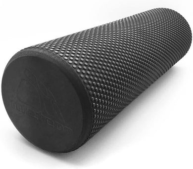 METEOR Essential Muscle Foam Roller, Massage Roller for Muscle Relax, Back Pain Relif, Yoga, Pilates, Exercise, Physio (BLACK 45X15Cm)