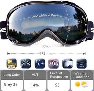 Ski Goggles for Men Women Snowboard Goggles with UV400 Protection Dual Lens, Helmet Compatible