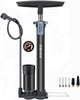 Bike Pump Portable, Ball Pump Inflator Bicycle Floor Pump with High Pressure Buffer Easiest Use with Both Presta and Schrader Bicycle Pump Valves-160Psi Max