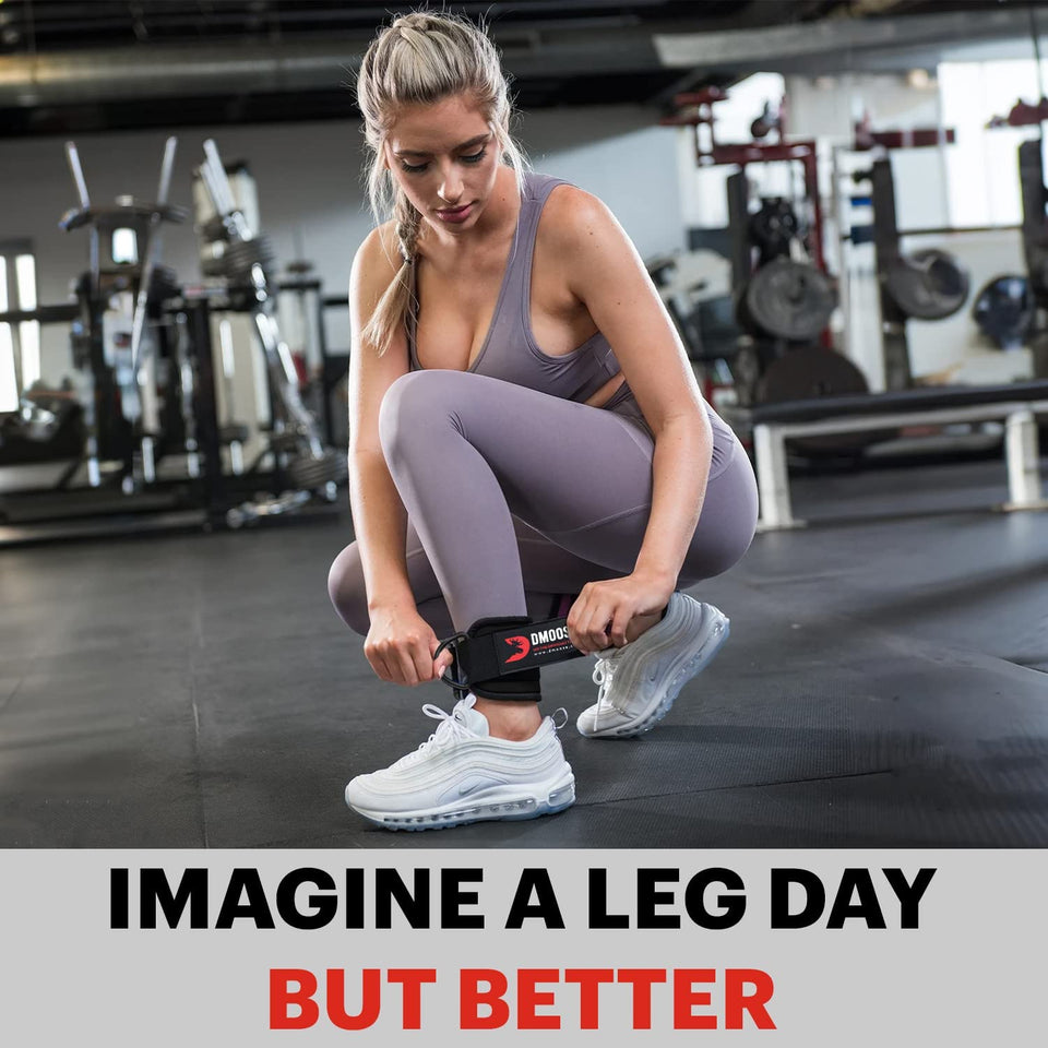 Ankle Straps for Cable Machine Glute Kickbacks, Adjustable Comfort fit Men  Women Leg Workout Strap (Pair)