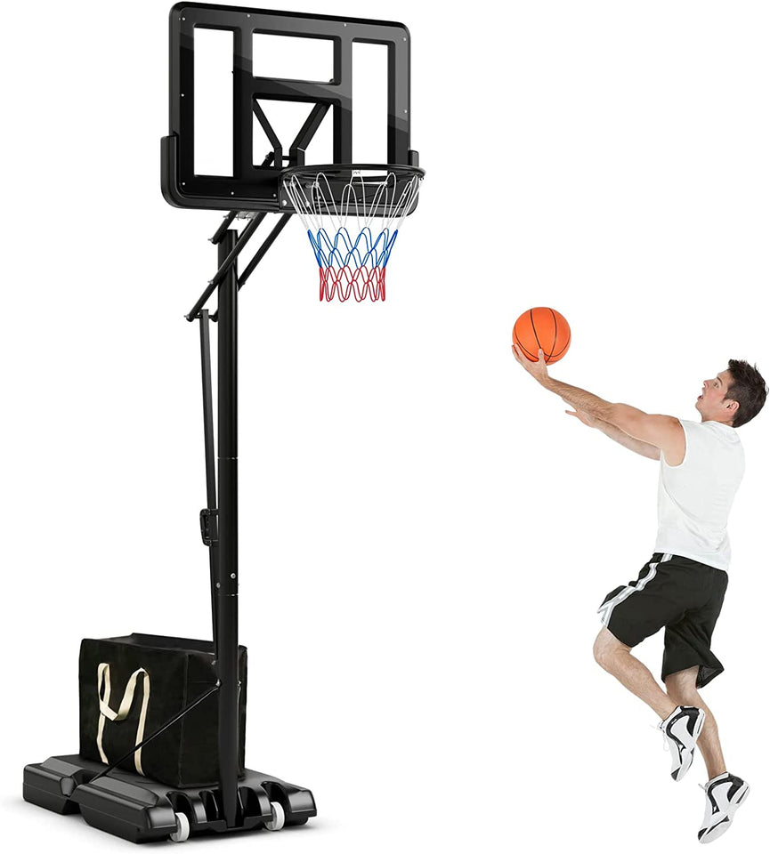 Basketball Hoop Stand, 8-10Ft/2.45-3.05M（Floor to Ring）Height Adjustable Basketball Hoop System W/ 44" Backboard, Fillable Base, Wheels & Secure Bag, Indoor Outdoor Basketball Goal Game