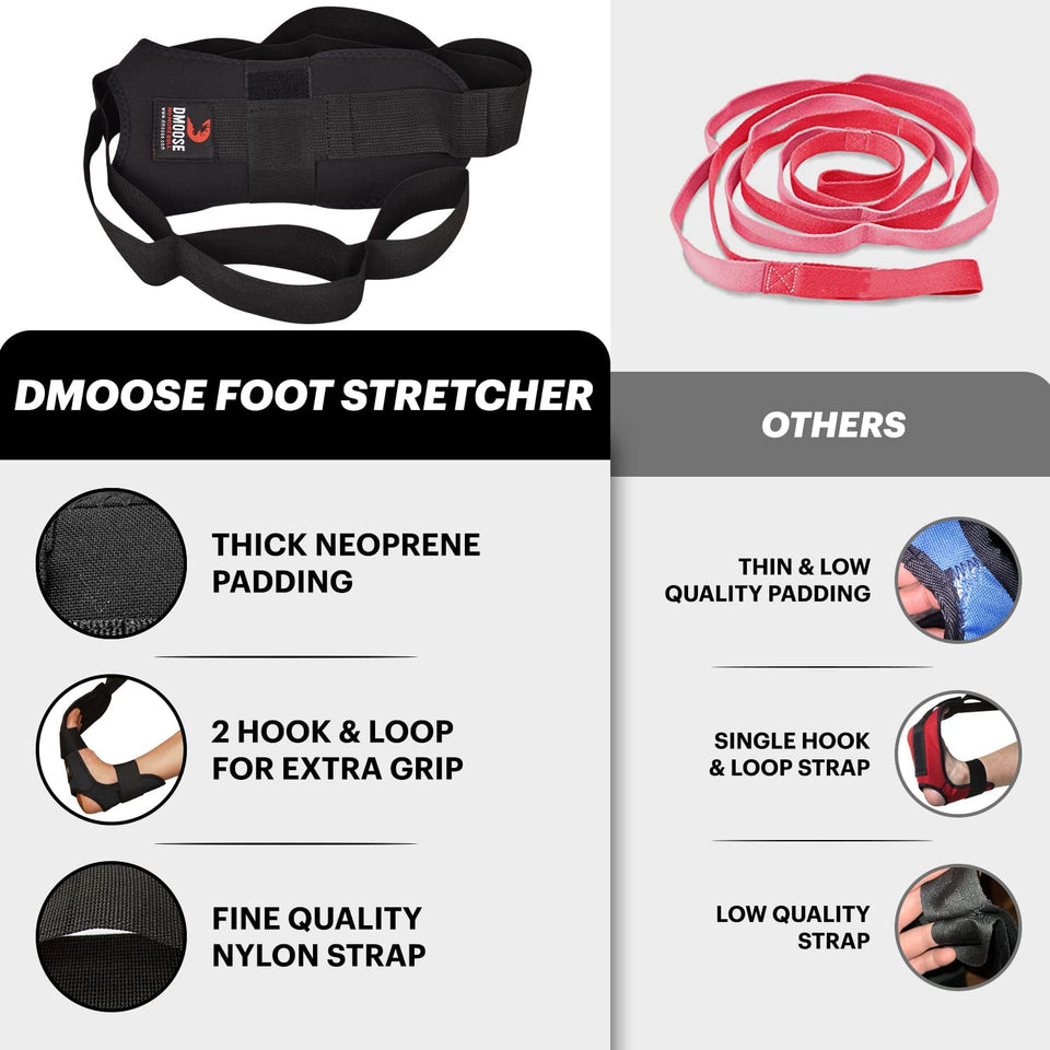 Dmoose Leg Stretcher for Plantar Fasciitis, Improve Strength, Balance  Stretches and Achilles Tendonitis, Stretch Loops for Hamstring, Quad, and  Calf Pain Relief Hamstring Stretcher.