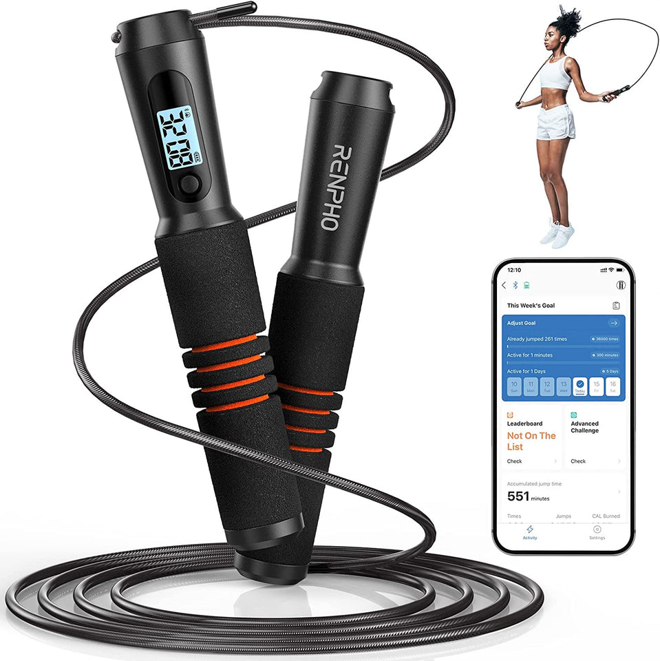 Smart Jump Rope, Fitness Skipping Rope with APP Data Analysis, Workout Jump Ropes for Home Gym, Crossfit, Jumping Rope Counter for Exercise for Men, Women, Kids, Girls