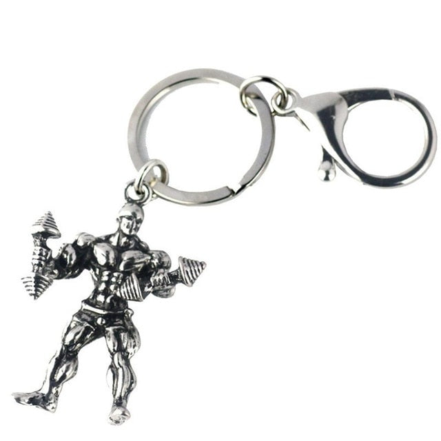 Strong Man Dumbbell Keychain Men Fitness Bodybuilding Key Chains For Car Wallet Keys Ring Sports Men Hip Hop Jewelry Gym Gifts