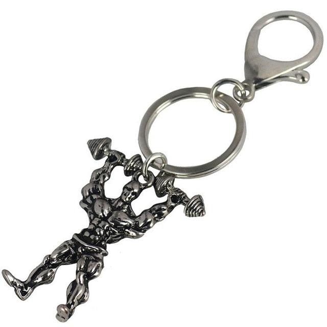 Strong Man Dumbbell Keychain Men Fitness Bodybuilding Key Chains For Car Wallet Keys Ring Sports Men Hip Hop Jewelry Gym Gifts